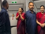 A flight attendant told her parents she was on another flight, then welcomed them onboard as cabin crew.