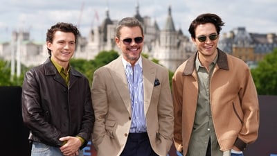 The men of The Odyssey assemble! Tom Holland, Matt Damon and Robert Pattinson are all smiles as they pose together. (Photo by Scott A Garfitt/Invision/AP) (AP Photo/Scott A Garfitt) The men of The Odyssey assemble! Tom Holland, Matt Damon and Robert Pattinson are all smiles as they pose together. (Photo by Scott A Garfitt/Invision/AP) (AP Photo/Scott A Garfitt)
