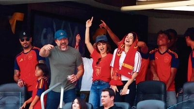 (L-R) Javier Bardem, Penélope Cruz and Rosalía