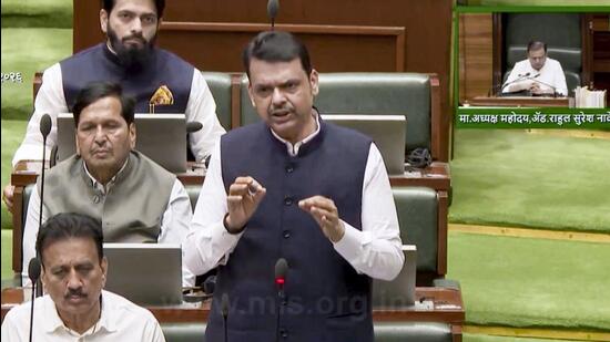**EDS: THIRD PARTY IMAGE** In this image posted on July 6, 2026, Maharashtra Chief Minister Devendra Fadnavis reviews the heavy rainfall situation and appeals to citizens to avoid unnecessary travel, at the Maharashtra Legislative Assembly, in Mumbai, Maharashtra. (@Dev_Fadnavis/X via PTI Photo)(PTI07_06_2026_000215B) (@Dev_Fadnavis)