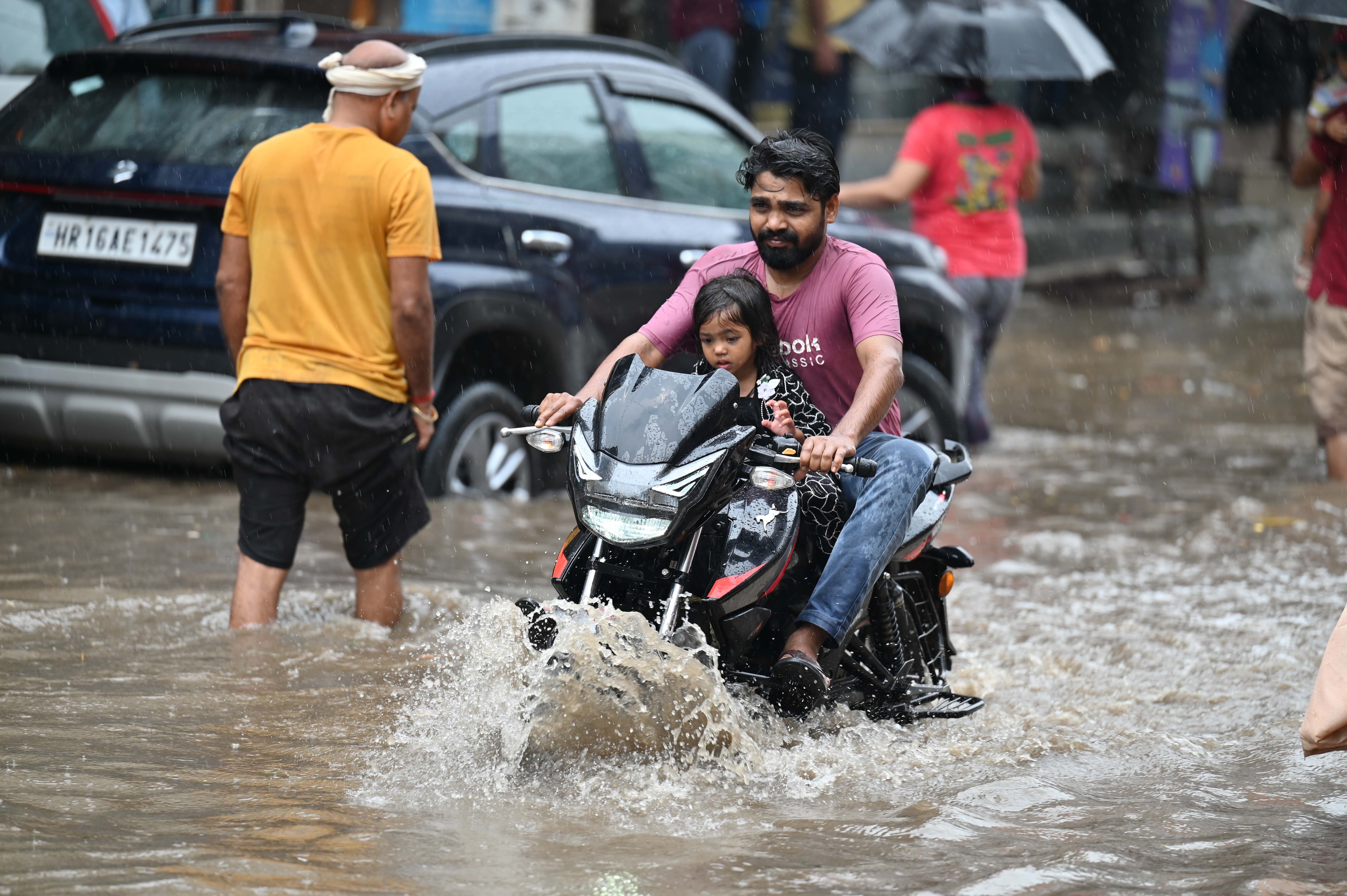 Gurugram received up to 34.5mm of rainfall, though the city remains 42% rain deficient for the season, according to the IMD. (Parveen Kumar/HT)