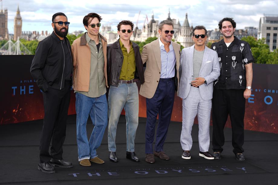 Himesh Patel, from left, Robert Pattinson, Tom Holland, Matt Damon, John Leguizamo and Benny Safdie pose for photographers upon arrival at the photo call for the film 'The Odyssey' Himesh Patel, from left, Robert Pattinson, Tom Holland, Matt Damon, John Leguizamo and Benny Safdie pose for photographers upon arrival at the photo call for the film 'The Odyssey'