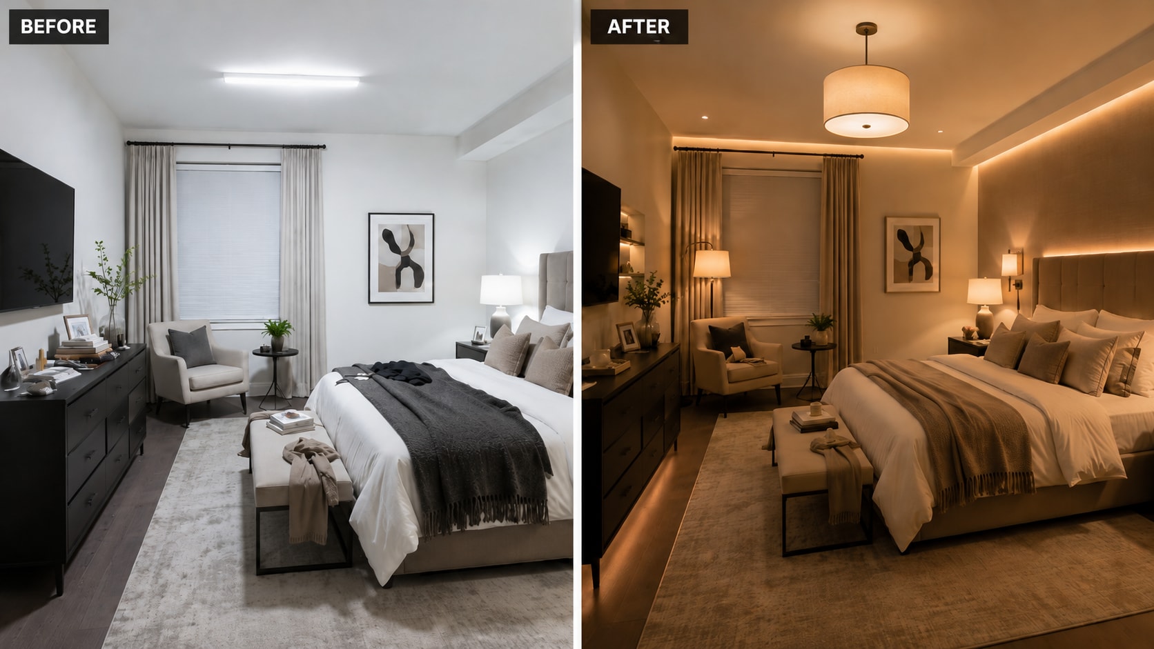 Bright lighting makes the space look stark and flat. (Picture credit: AI generated) Bright lighting makes the space look stark and flat. (Picture credit: AI generated)