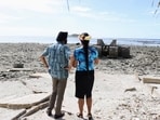 FILE PHOTO: World Bank's president Ajay Banga views the impact of sea level rise in Funafuti, Tuvalu, September 6, 2024. Scientists say by 2050, half of Tuvalu's main town of Funafuti will be inundated by tides. (Reuters)