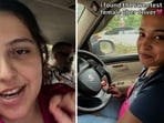 Content creator Mahek Dhameja (L) and Uber driver Chameli Haldar (R). (Instagram/@mahek_dhameja)