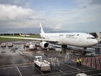 A Saudia Airlines plane before departing 