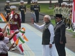 Indian Prime Minister Narendra Modi with Indonesian President Prabowo Subianto 