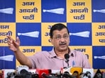 Arvind Kejriwal, national convenor of the Aam Aadmi Party, addresses a press conference on issues related to the Centre's rollout of ethanol-blended petrol (E20), raising concerns over its impact on vehicle mileage and engine performance at AAP Party Headquarters in New Delhi.