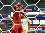 Portugal's Cristiano Ronaldo reacts after a missed chance 