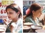 Bhagyashree was seen enjoying lassi at a shop in Kashi.