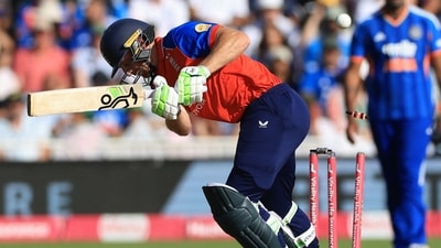 Jos Buttler was bowled by Prince Yadav. He made 36 off 21 balls. (AFP)