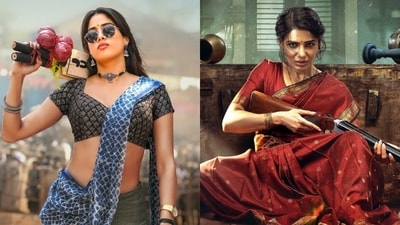 Janhvi Kapoor and Samantha Ruth Prabhu in stills from Peddi and Maa Inti Bangaaram.