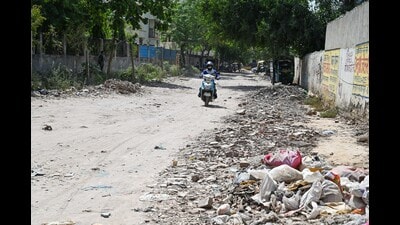 Residents also complained of illegal encroachments narrowing roads and footpaths, saying congestion has affected pedestrian movement and emergency access. (Parveen Kumar/HT) Residents also complained of illegal encroachments narrowing roads and footpaths, saying congestion has affected pedestrian movement and emergency access. (Parveen Kumar/HT)