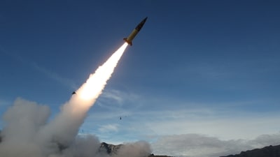 This handout photo courtesy of the US Department of Defense taken on December 14, 2021 shows the US Army conducting live fire tests of the Army Tactical Missile System (ATACMS) at the White Sands Missile Range in New Mexico. (AFP)
