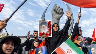 Mourners attending funeral ceremonies in Tehran on Monday for Iran’s slain supreme leader, Ali Khamenei. Mourners attending funeral ceremonies in Tehran on Monday for Iran’s slain supreme leader, Ali Khamenei.
