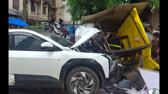 Navi Mumbai, India - July 7, 2026:A fatal road accident , one man dead at Taloja in Navi Mumbai, India, on Tuesday, July 7, 2026. (Photo by Bachchan Kumar/ Hindustan Times) (Hindustan Times)