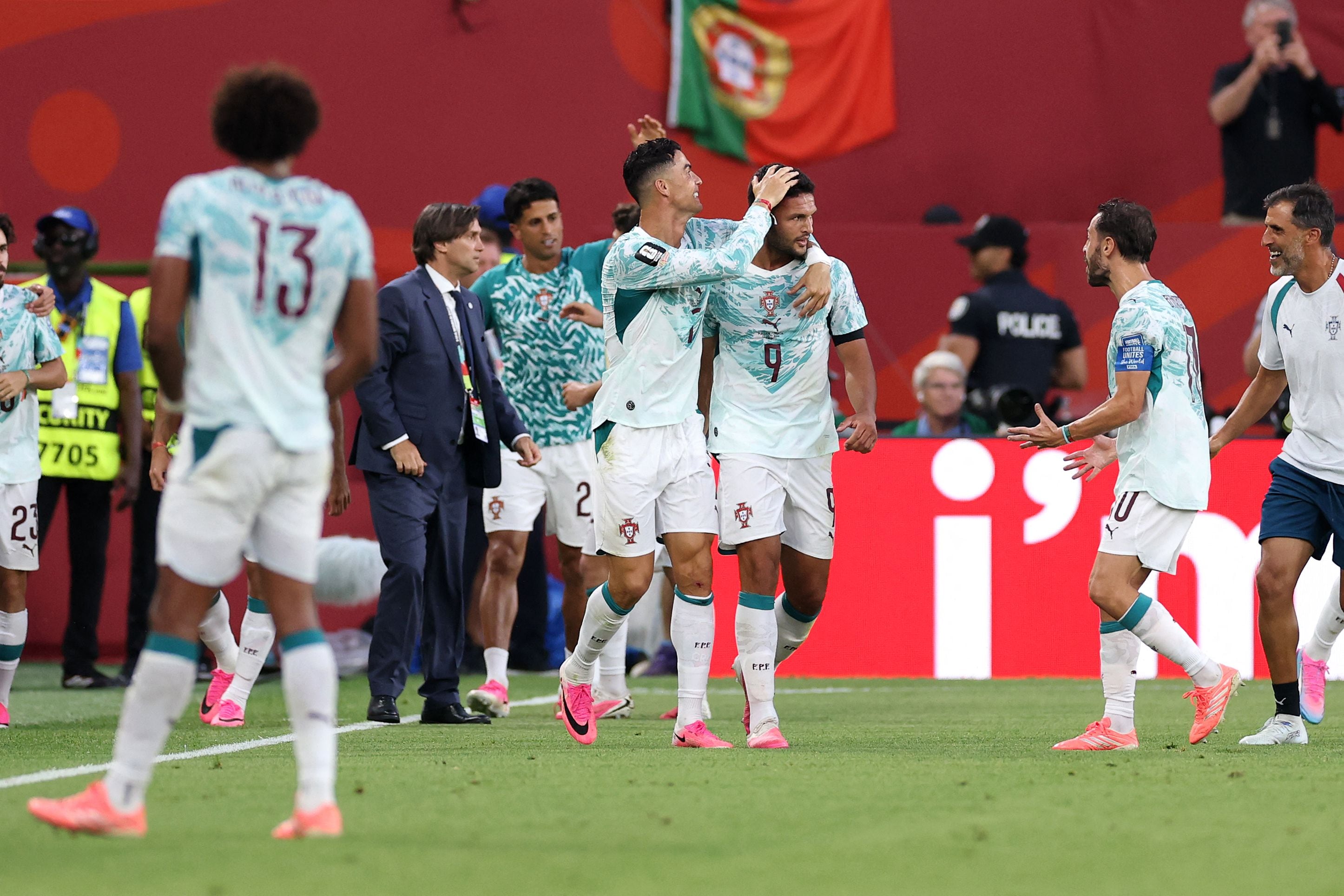 Goncalo Ramos #9 of Portugal celebrates with Cristiano Ronaldo #7 after scoring the team's second goal during the FIFA World Cup 2026 Round of 32 match between Portugal and Croatia (Getty Images via AFP) Goncalo Ramos #9 of Portugal celebrates with Cristiano Ronaldo #7 after scoring the team's second goal during the FIFA World Cup 2026 Round of 32 match between Portugal and Croatia (Getty Images via AFP)