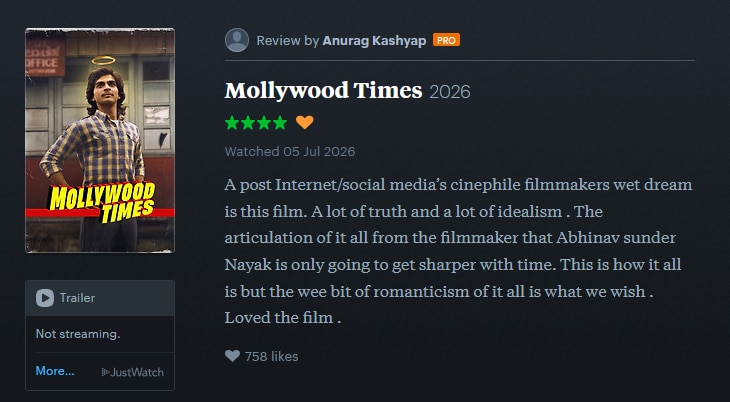 Anurag Kashyap's review of Mollywood Times on Letterboxd.