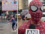 A man dressed as Spider-Man in Maharashtra’s Bhiwandi. 