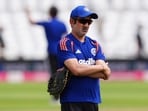 India head coach Gautam Gambhir attends a nets session in Nottingham.