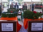 Manipur CM Yumnam Khemchand at the wreath-laying ceremony in Imphal. (Sourced)