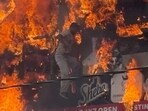 The exact moment when Jayant jumped from the building to save his life. (Sourced)