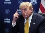President Donald Trump speaks during a meeting with NATO Secretary General Mark Rutte at the NATO summit in Ankara, Turkey, 