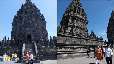PM Modi offers prayers at Indonesia's 1,000-year-old Prambanan Temple. (Instagram/@narendramodi) PM Modi offers prayers at Indonesia's 1,000-year-old Prambanan Temple. (Instagram/@narendramodi)
