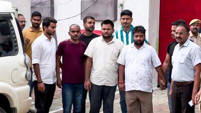 A police team escorts the accused from the district jail in Ayodhya on Wednesday. (ANI VIDEO GRAB) A police team escorts the accused from the district jail in Ayodhya on Wednesday. (ANI VIDEO GRAB)