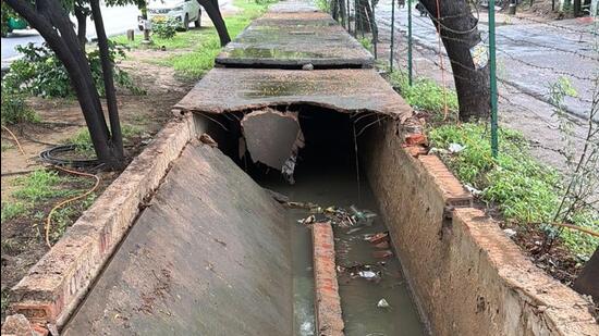 A portion of a drain along the 60-metre road between Gamma 1 and Beta 1 caved in between Gamma 1 and Beta 1 caved in. (HT Photos)