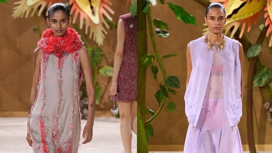 (L-R) Bhavitha Mandava and Lakshmi Menon at Chanel's Fall/Winter 2026 showcase in Paris