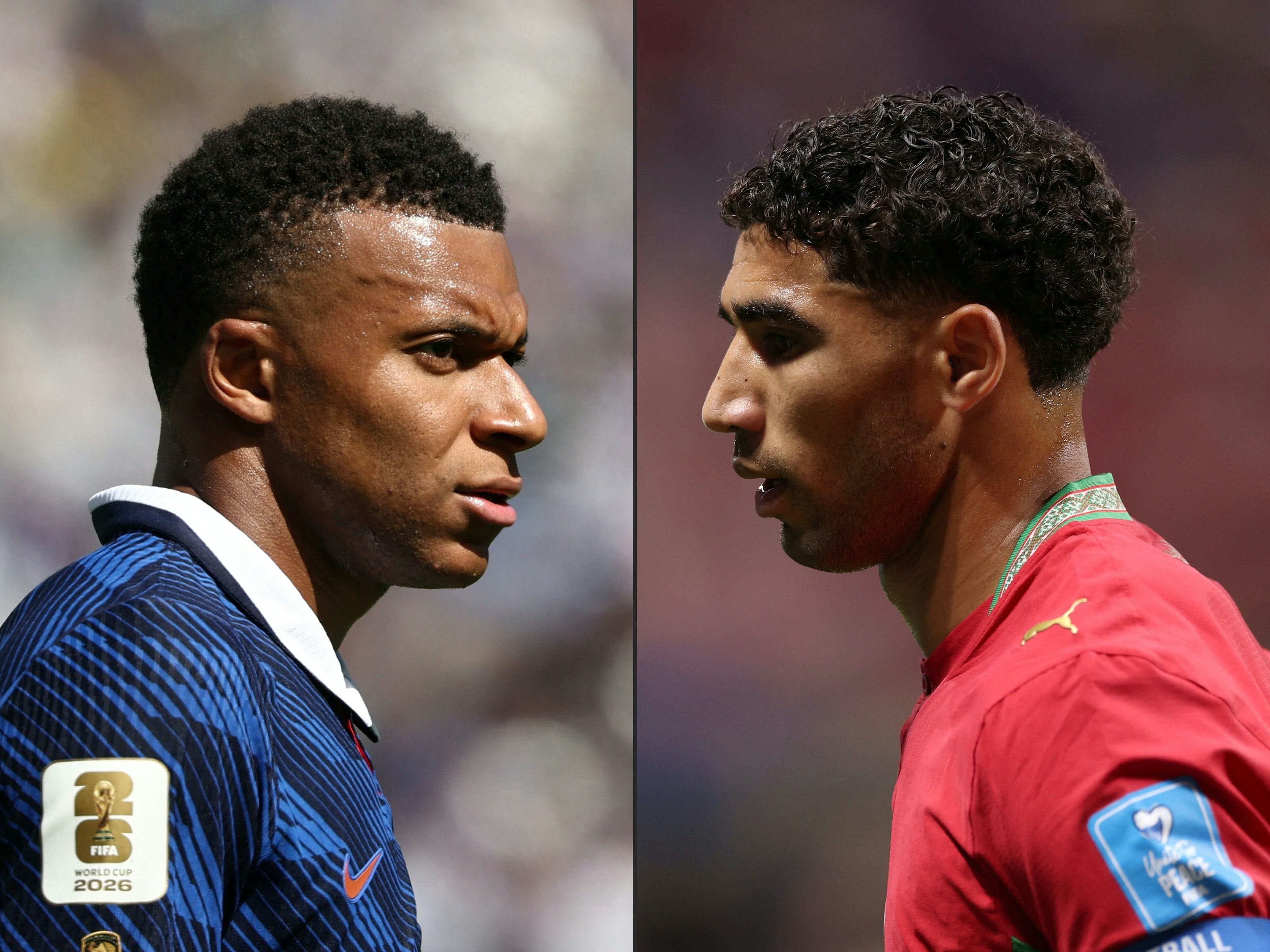 This combination of pictures created on July 07, 2026 shows France's forward #10 Kylian Mbappe reacting at the New York/New Jersey Stadium in East Rutherford on June 16 (AFP)