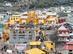 A view of the decorated Badrinath Temple on the day of opening for the devotees during the ongoing Char Dham Yatra 2026, in Chamoli.