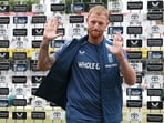England's Ben Stokes waves to the crowd during the post match presentation ceremony