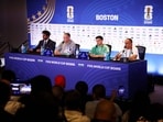 Brahim Diaz was silenced as a pair of journalists got into a heated altercation.(Getty Images via AFP)