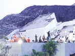 NDRF personnel carry out rescue operations at the site of the building collapse in Moshi on Thursday. (PTI)