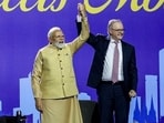 Prime Minister Narendra Modi with Australian Prime Minister Anthony Albanese during a community event, in Melbourne, Australia.