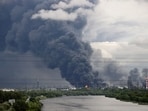 FILE PHOTO: Thick plumes of smoke with flames rise from an oil refinery following a Ukrainian drone attack in the course of Russia-Ukraine conflict, in Moscow, Russia, June 18, 2026, in this picture obtained from social media. SOCIAL MEDIA/via REUTERS THIS IMAGE HAS BEEN SUPPLIED BY A THIRD PARTY./File Photo(SOCIAL MEDIA via REUTERS)