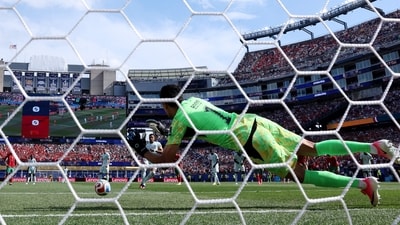 It came on what had been a frustrating encounter for the 27-year-old to that point, having seen his poorly struck first-half penalty saved by Yassine Bounou.&nbsp; (Getty Images via AFP)