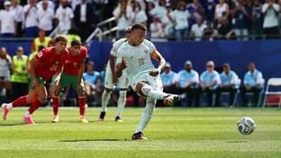 &nbsp;France were handed a first-half penalty, but Kylian Mbappe failed to convert from the spot. The forward made up for it after the break with a banger of a goal. (REUTERS)