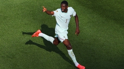 Ousmane Dembele followed Mbappe with his fifth of the tournament to lift France to their third consecutive semifinal.&nbsp; (REUTERS)