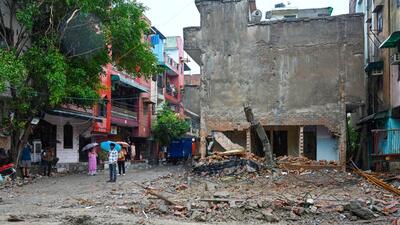 The site of the building collapse. (Vipin Kumar/HT Photo)