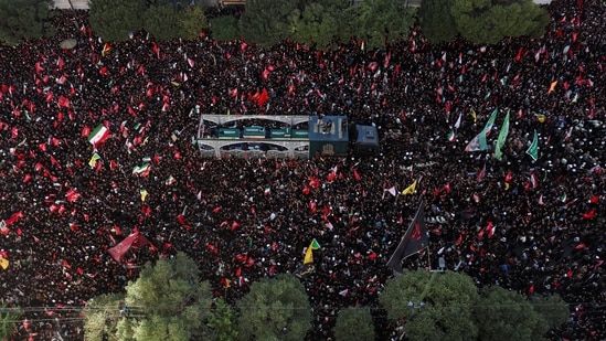 US-Iran war LIVE: Mourners gather around a vehicle transporting the coffin of Iran's late Supreme Leader Ayatollah Ali Khamenei, who was killed on February 28 in Israeli and U.S. airstrikes, and coffins of his family members, on the day of his burial, in a culmination of a mass funeral, in Mashhad, Iran, July 9, 2026.