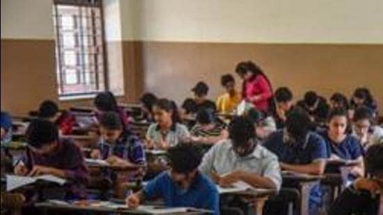 Pune, India - Feb. 18, 2020: HSC students on their first day of exam at BMCC college in Pune, India, on Tuesday, February 18, 2020. (Photo by Sanket Wankhade/HT PHOTO)