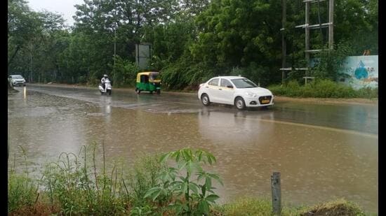 The action follows an HT report published on Monday, citing open garbage dumping along expressway corridors in Gurugram, which often leads to clogged drainage systems. (HT)