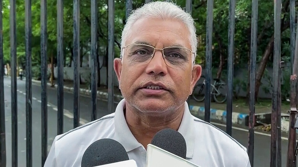দিলীপ ঘোষ দাবি করেন, মমতার 'তার কেটে গিয়েছে'। (ANI Video Grab)