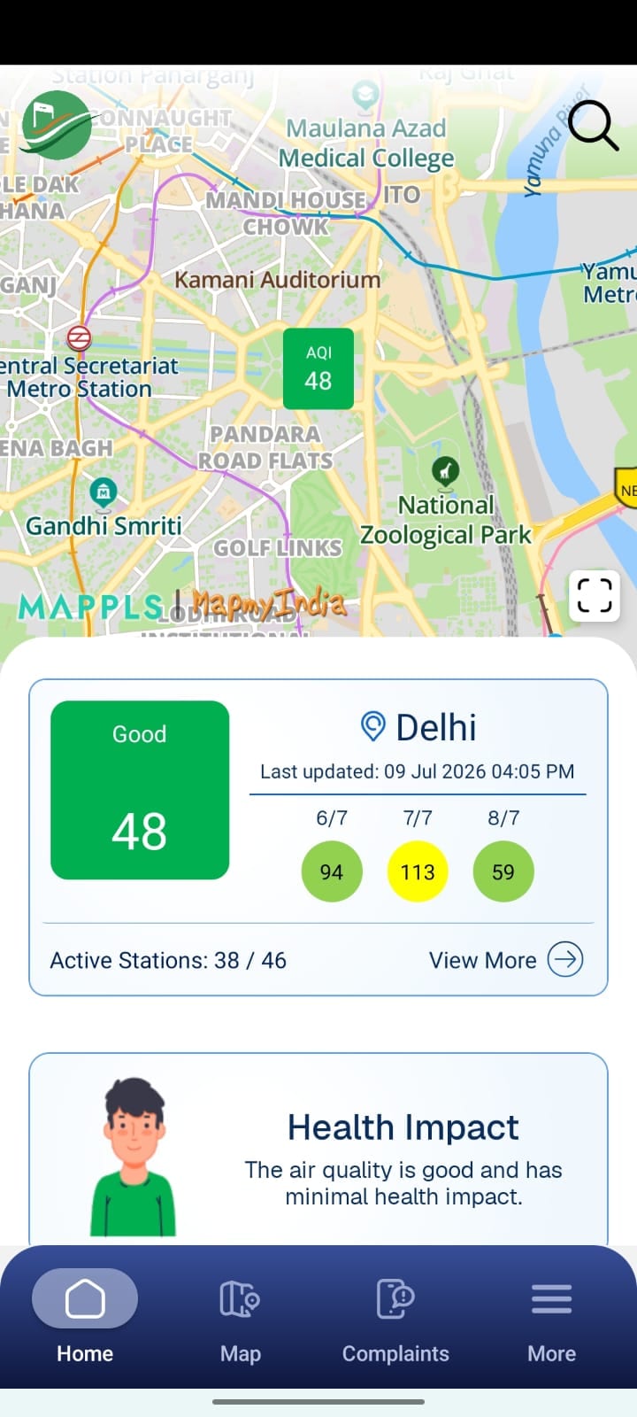 Delhi AQI reading at 4.05pm (SAMEER App) Delhi AQI reading at 4.05pm (SAMEER App)