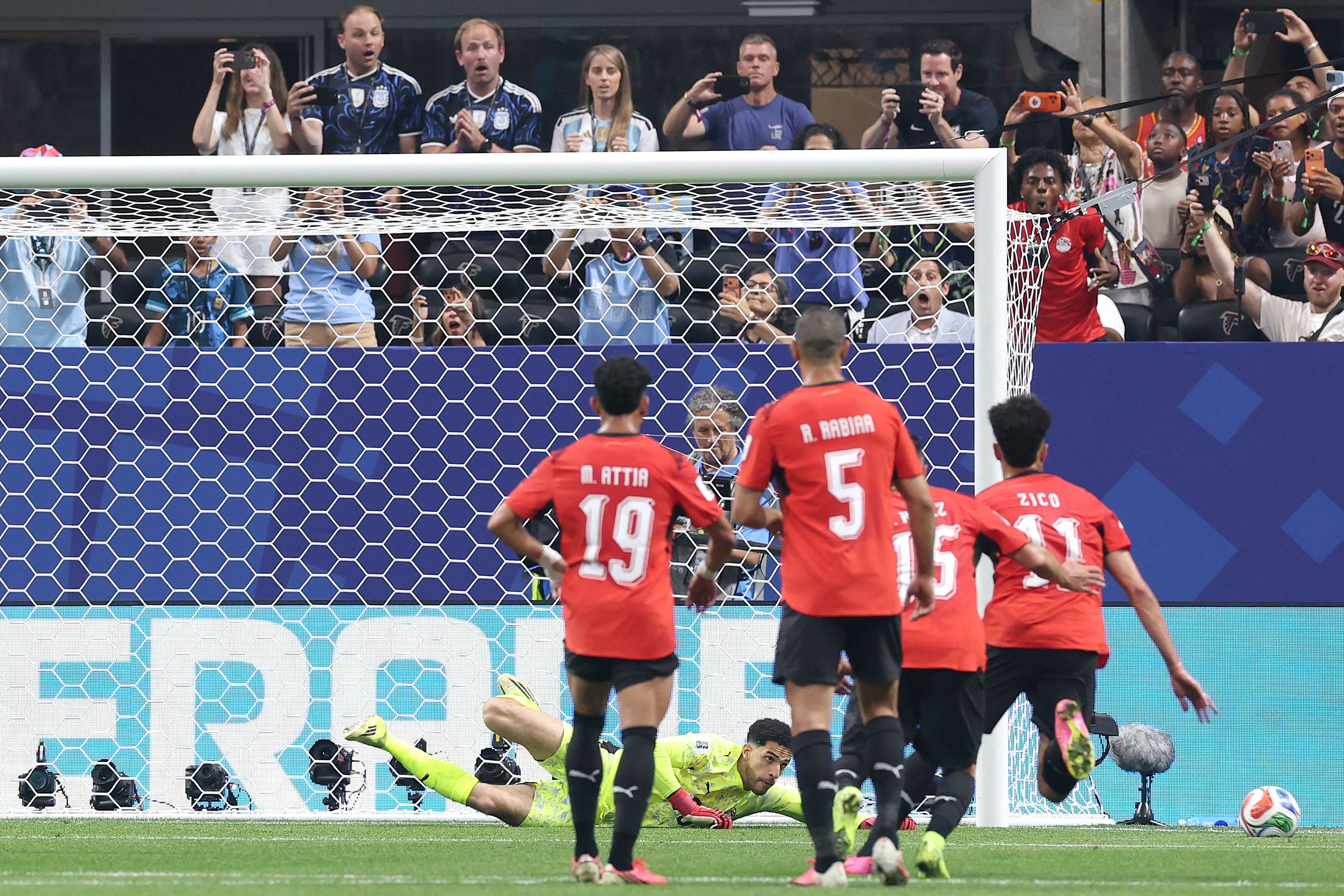 Mostafa Shoubir of Egypt makes a save against a penalty by Lionel Messi during the Fifa World Cup 2026 Round of 16 match between Argentina and Egypt at Atlanta Stadium on July 7, 2026 (Getty Images via AFP) Mostafa Shoubir of Egypt makes a save against a penalty by Lionel Messi during the Fifa World Cup 2026 Round of 16 match between Argentina and Egypt at Atlanta Stadium on July 7, 2026 (Getty Images via AFP)