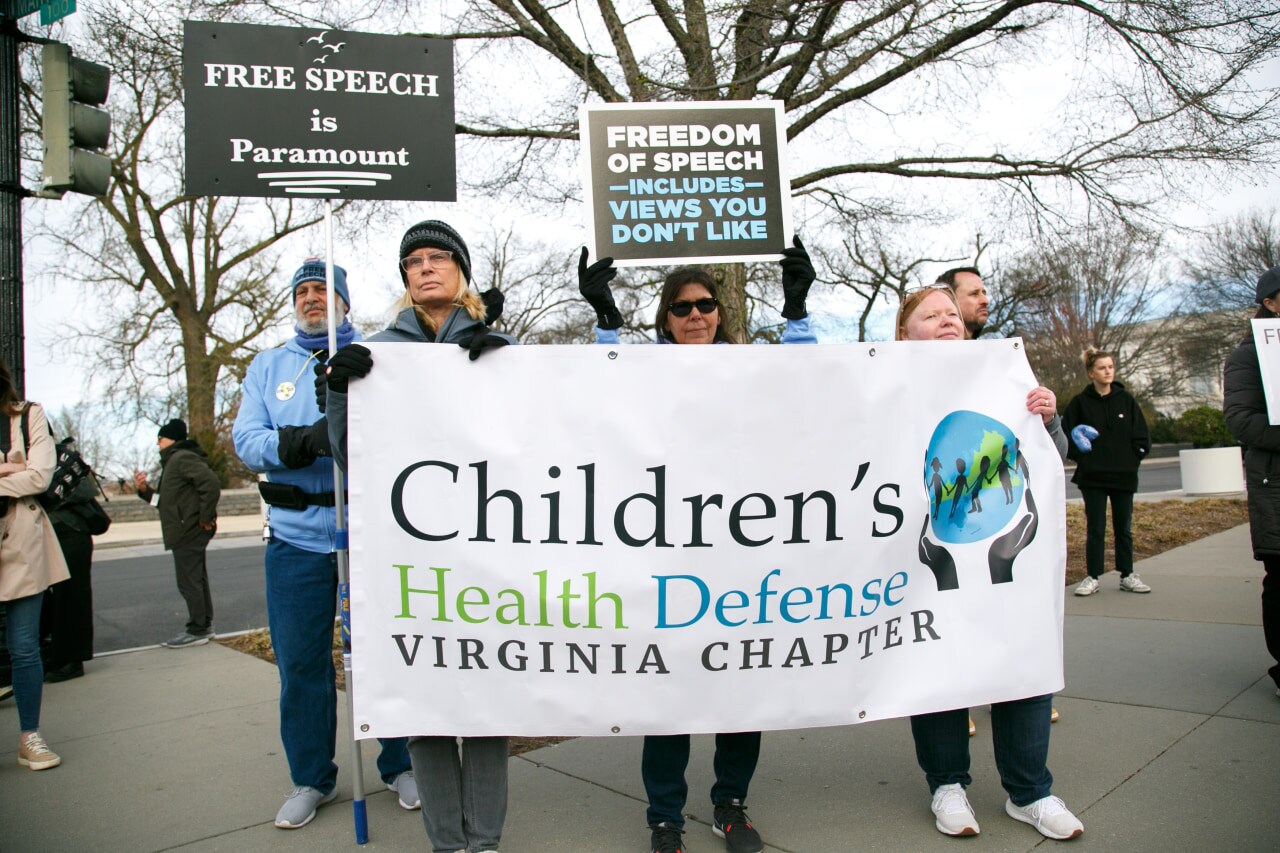 Children’s Health Defense, an antivaccine nonprofit, hosted a free-speech rally in Washington in 2024. Children’s Health Defense, an antivaccine nonprofit, hosted a free-speech rally in Washington in 2024.