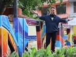 Author Amish Tripathi poses exclusively for HT City, at Delhi’s Khan Market.